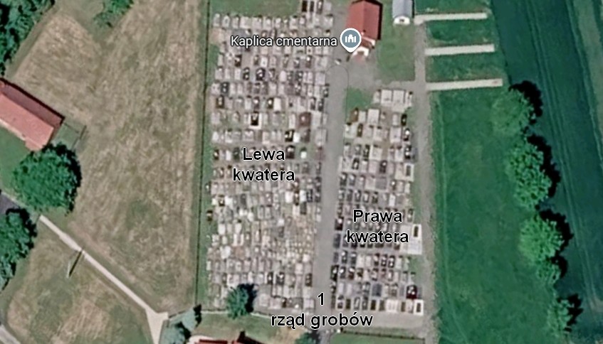 Plan cmentarza w Orzechowcach